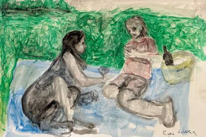 Deep In Conversation, painting by Ryan Louder