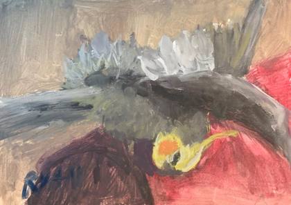 Displaying On A Red Couch Arm, painting by Ryan Louder