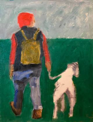 Dog Walking In The Park, painting by Ryan Louder