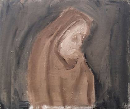 Elderly Woman Painting Oil On Canvas Board 9x12, painting by Ryan Louder