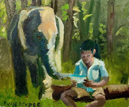Elephant, painting by Ryan Louder