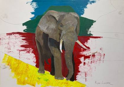 Elephant Study oil on paper 16x24, painting by Ryan Louder