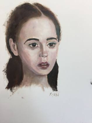 Elisa Study - Portrait of a Girl 16x12 Oil On Paper, painting by Ryan Louder