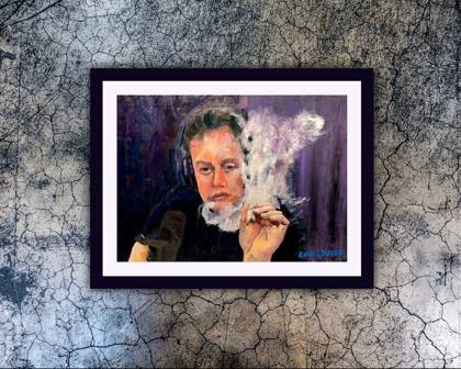 Elon Musk On The Joe Rogan Experience, painting by Ryan Louder