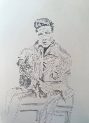 Elvis Portrait - 16x12, painting by Ryan Louder