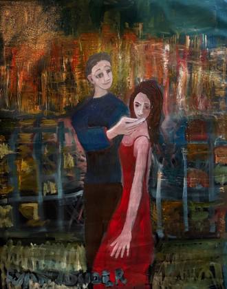 First Kiss on London Bridge, painting by Ryan Louder