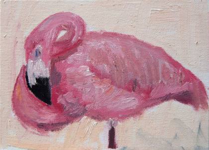 Flamingo Painting - Flamingos Sleeping 3 - Bird painting - Flamingo Wall Art, painting by Ryan Louder