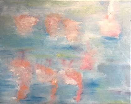 Flamingo Reflections, painting by Ryan Louder