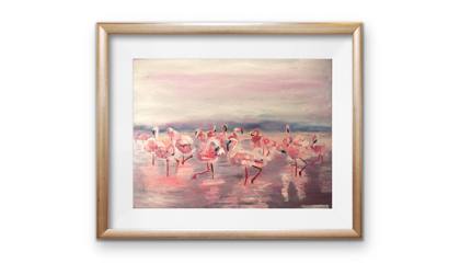 Flamingos At Dusk, painting by Ryan Louder