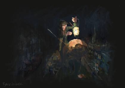 Flight of the Beekeeper, painting by Ryan Louder