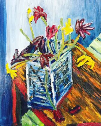 Flowers On The Edge, painting by Ryan Louder