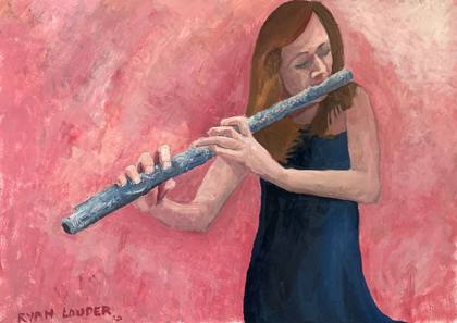 Flute Player, painting by Ryan Louder