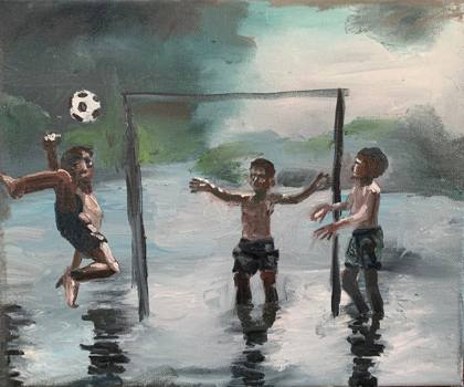 Football, painting by Ryan Louder