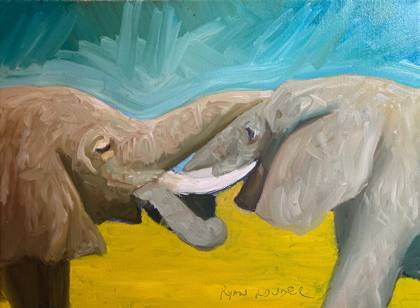 Friends, painting by Ryan Louder