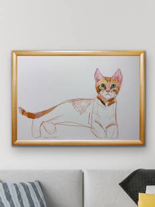 Ginger Cat Study 17x24, painting by Ryan Louder