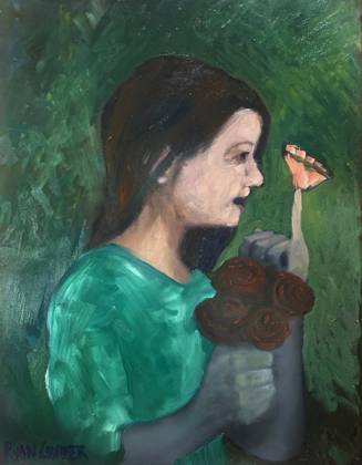 Girl and Butterfly, painting by Ryan Louder