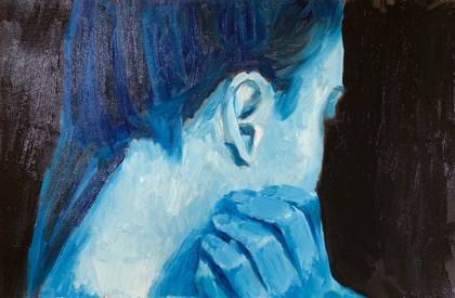 Girl In Blue, painting by Ryan Louder