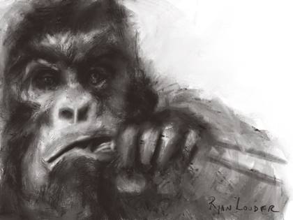 Gorilla - Lunchtime, painting by Ryan Louder