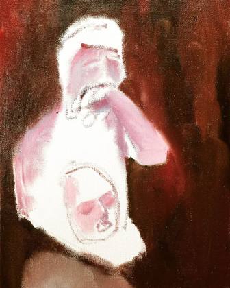 Grieving Man 9x12 Oil On canvas, painting by Ryan Louder