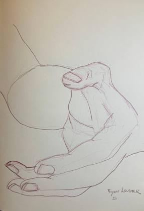 Hand - Study On Paper, painting by Ryan Louder