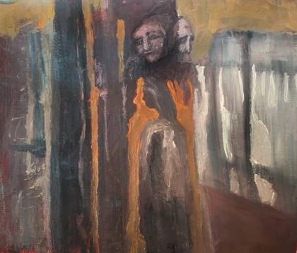 Hanging Over Her Head, painting by Ryan Louder