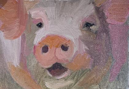 Happy Pig, painting by Ryan Louder