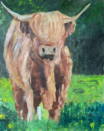 Highland Cow, painting by Ryan Louder