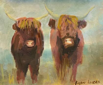 Highland Cows, painting by Ryan Louder