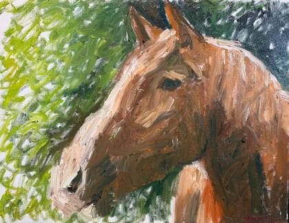 Horse In The Morning Light, painting by Ryan Louder