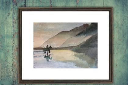 Horse Riding On The Beach At Dawn, painting by Ryan Louder
