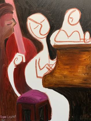 Jazz Trio Oil On Canvas, painting by Ryan Louder