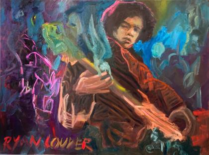 Jimi Hendrix Kissed By An Angel, painting by Ryan Louder