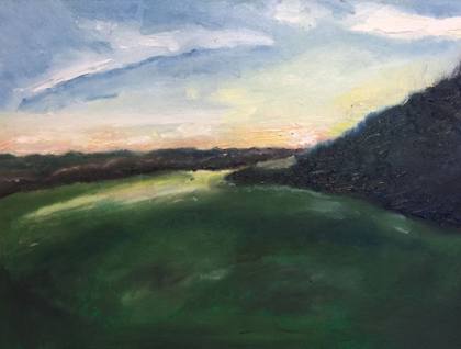 Kent Landscape At Dusk, painting by Ryan Louder