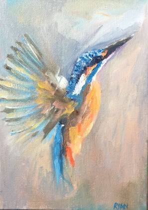 Kingfisher, painting by Ryan Louder