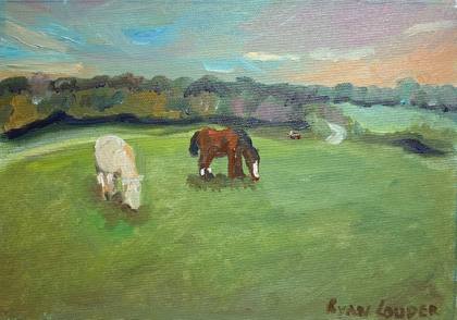 Landscape with Horses, painting by Ryan Louder