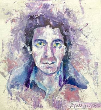 Leonard Cohen, painting by Ryan Louder