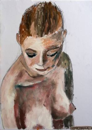 Life Study oil and charcoal on paper 16.5 x 11.7, painting by Ryan Louder