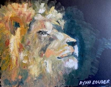 Lion, painting by Ryan Louder