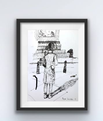 London Rendevous in Trafalgar Square, painting by Ryan Louder