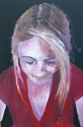 Make A Wish - portrait of a woman - Woman’s face, painting by Ryan Louder