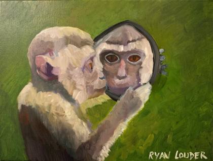 Monkey and a Mirror, painting by Ryan Louder