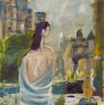 Morning Coffee On Balcony In Paris, painting by Ryan Louder
