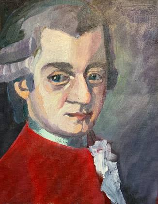 Mozart study in oil, painting by Ryan Louder