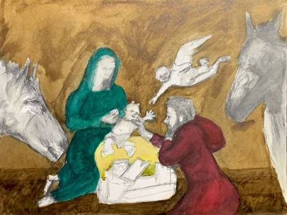Nativity - Christmas, painting by Ryan Louder