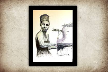 Nina Simone at the Piano Study In Oil, painting by Ryan Louder