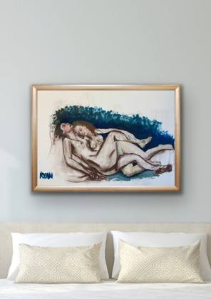 Nudes - The Sleepers Study In Oil and Charcoal, painting by Ryan Louder