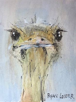 Ostrich, painting by Ryan Louder