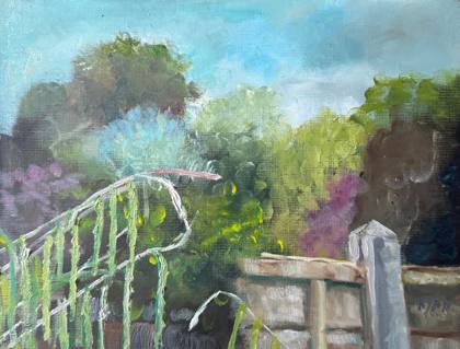 Over The Fence To Hampstead Heath, painting by Ryan Louder