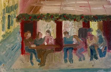 Paris Cafe, painting by Ryan Louder