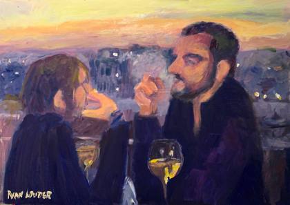 Paris Rooftop Cafe, painting by Ryan Louder